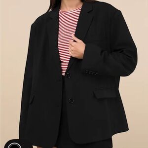 Lulus Sophisticated Era Black Oversized Blazer